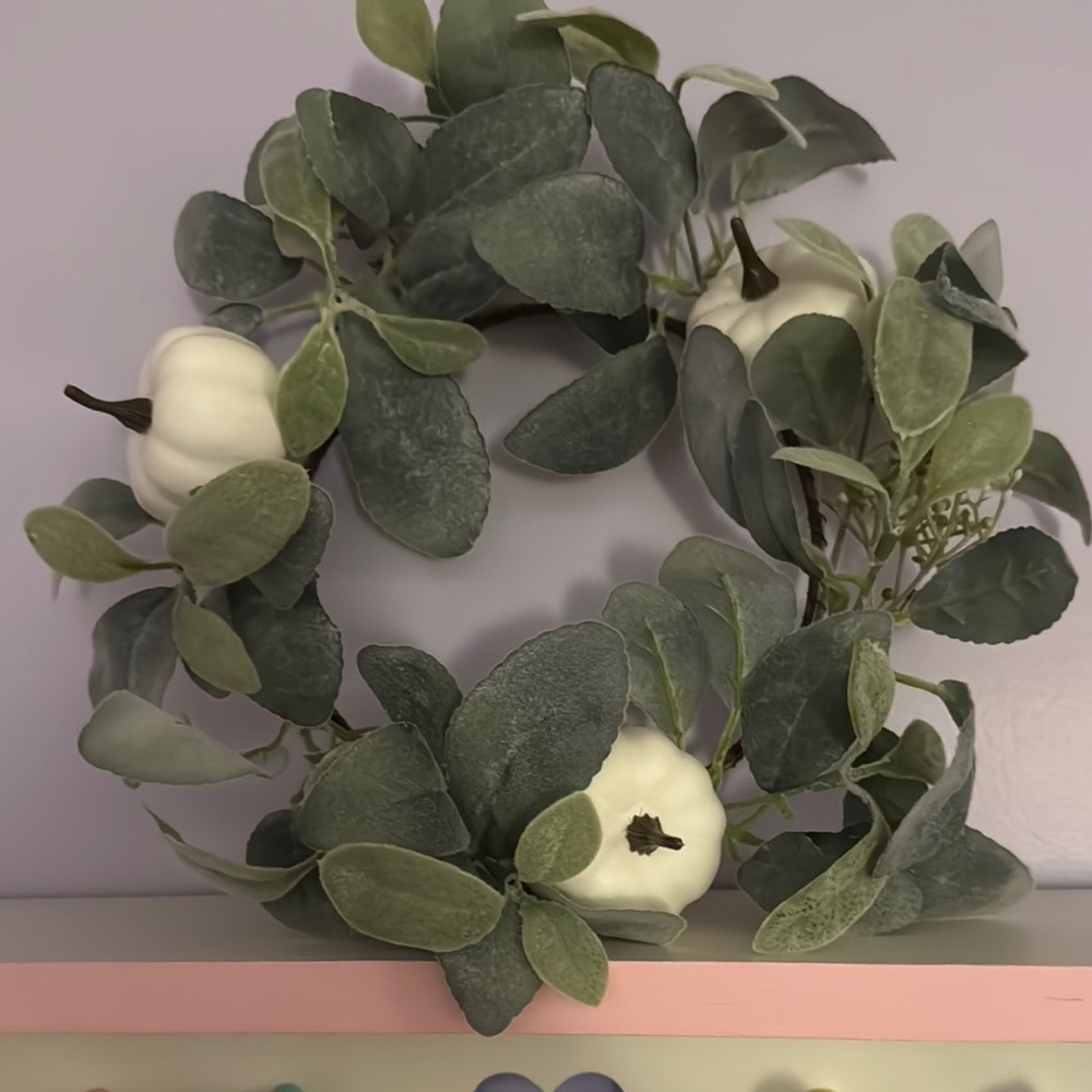 Lamb’s Ear and white pumpkin wreath